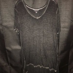 Sheer high low v neck shirt